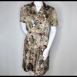 Vintage Silk Romper Jumper Floral Tropical Medium